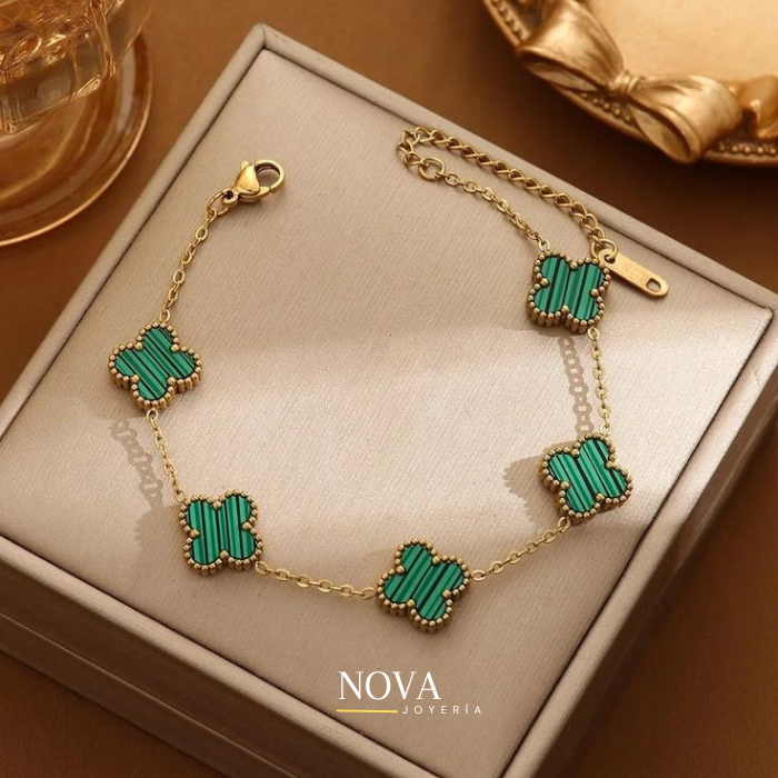 Pulsera Trebol Van Cleef | Baño de Oro + Caja Gratis✨