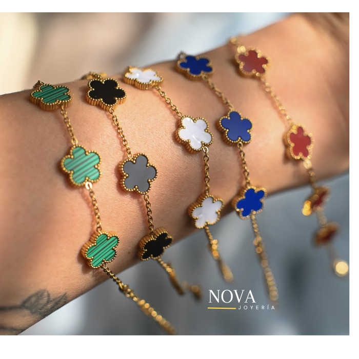 Pulsera Trebol Van Cleef | Baño de Oro + Caja Gratis✨