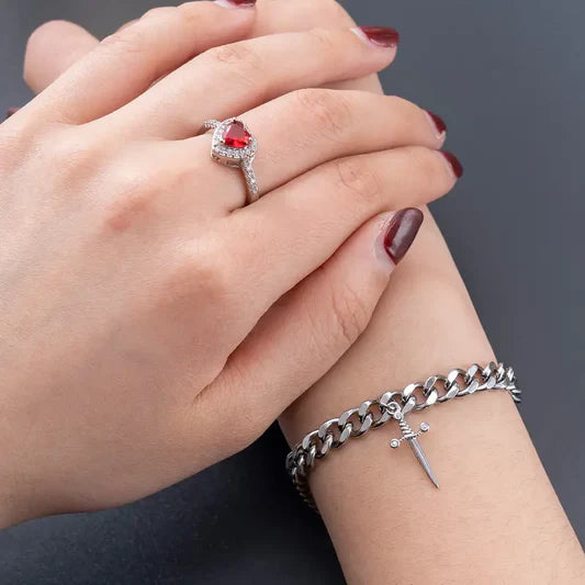 Pulsera y Anillo Espada Corazon+ + Caja Premium Gratis