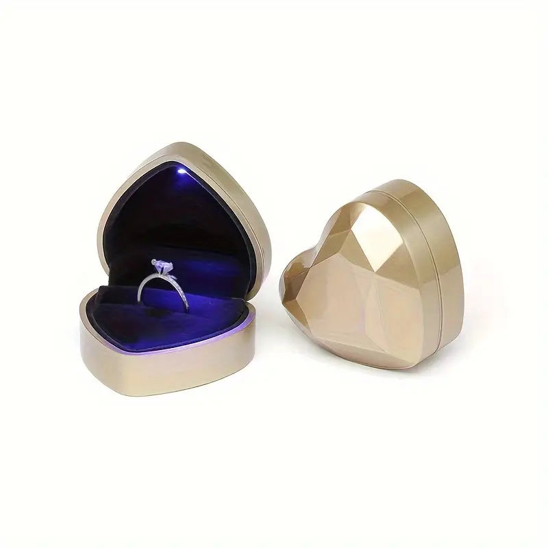 Estuche Premium para Anillos | Forma Corazon Luz LED 🎁💍