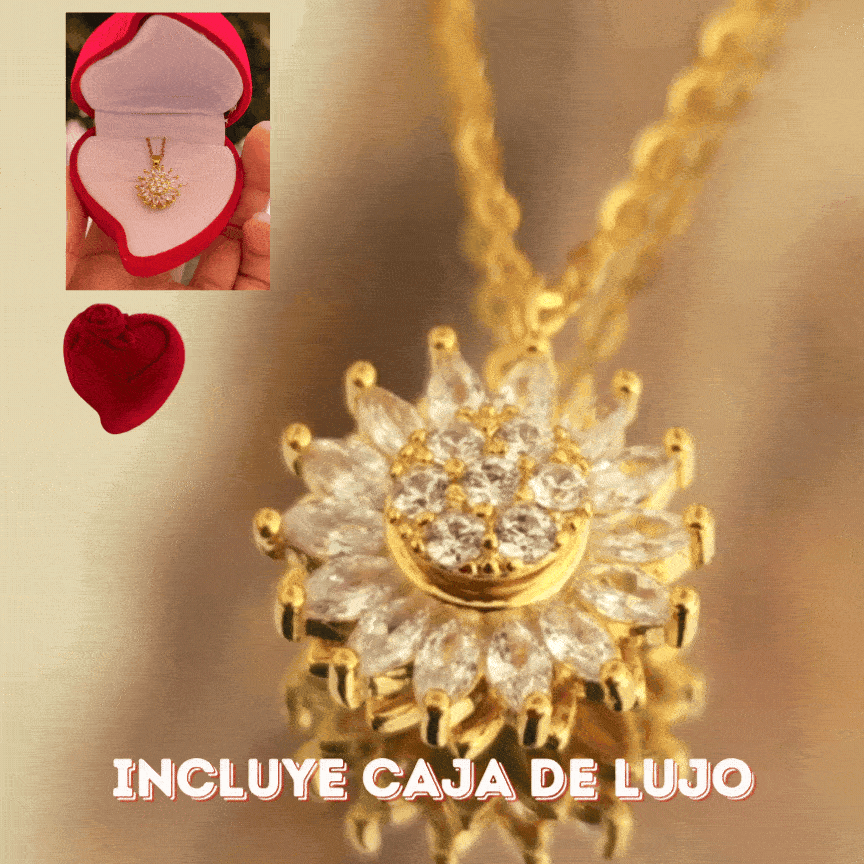 Collar Girasol Rotatorio | Baño en Oro + Estuche CORAZON Gratis✨