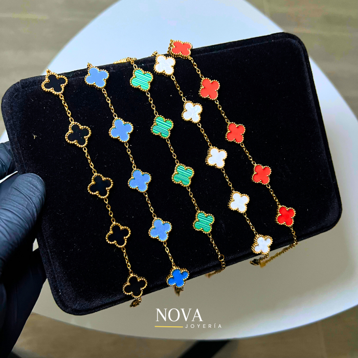 Pulsera Trebol Van Cleef | Baño de Oro + Caja Gratis✨