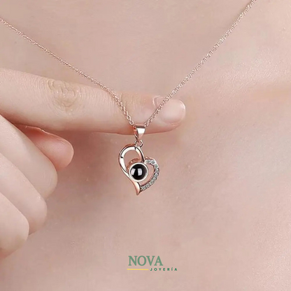 Collar te amo en 100 Idiomas | Baño de Oro Rosa + Caja de Regalo Gratis✨