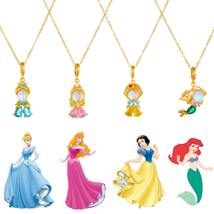 Collar Princesas de Disney | Baño de Oro + Caja Regalo Gratis✨👑