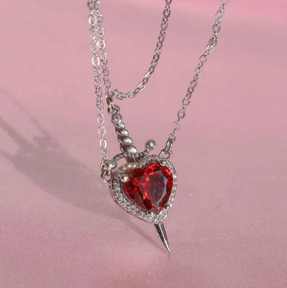 Collar Espada Corazon Pareja + + Caja Premium Gratis