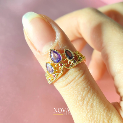 Anillo Rapunzel | Baño de Oro + Empaque de corona rosa ✨