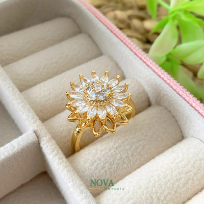 Anillo Girasol Giratorio | Baño de Oro + Caja Gratis✨
