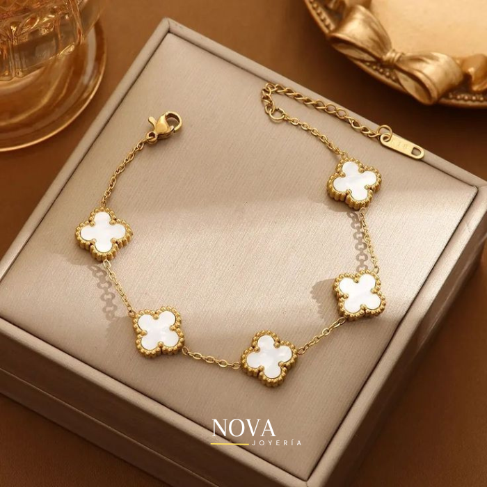 Pulsera Trebol Van Cleef | Baño de Oro + Caja Gratis✨