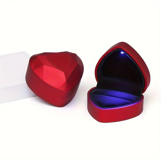 Estuche Premium para Anillos | Forma Corazon Luz LED 🎁💍