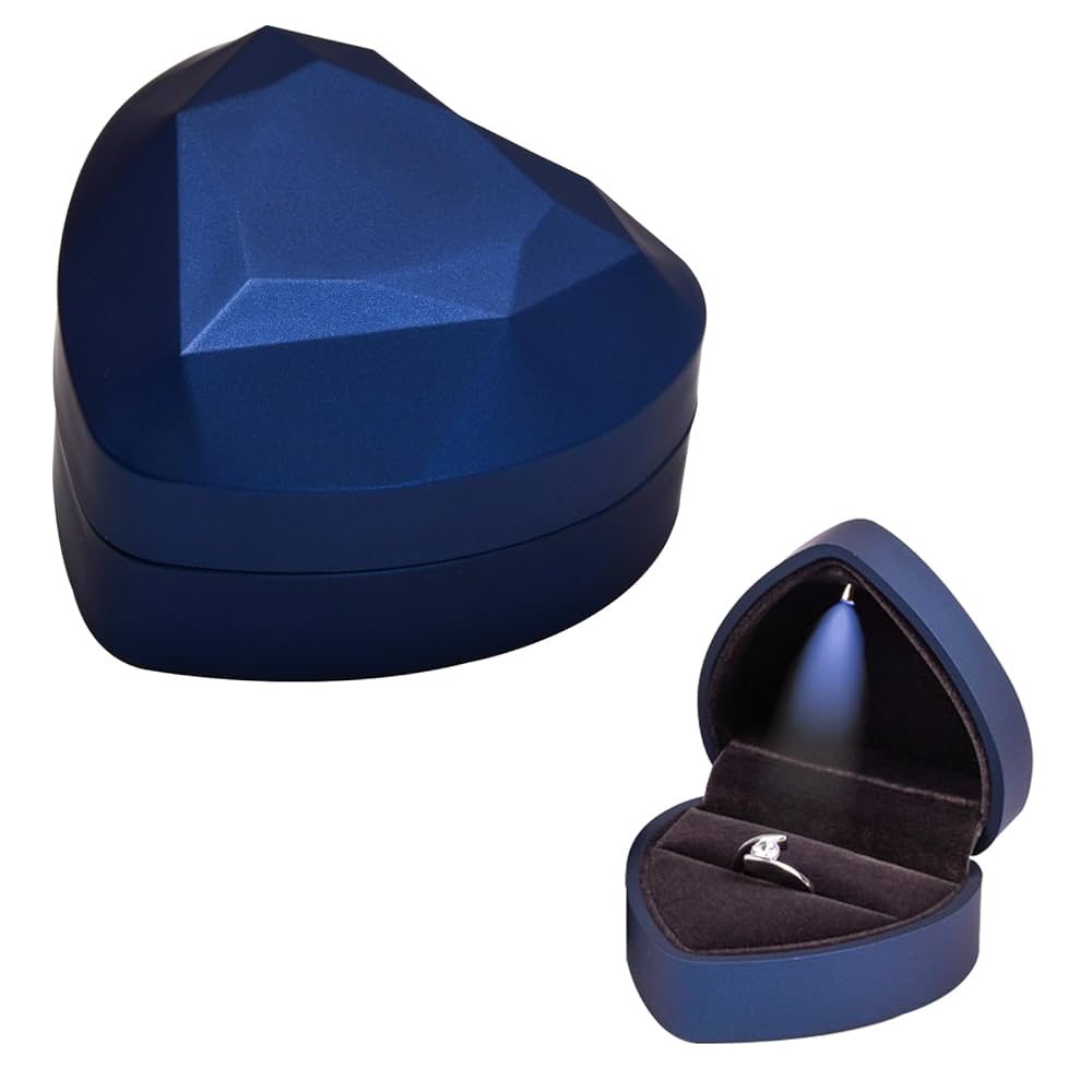 Estuche Premium para Anillos | Forma Corazon Luz LED 🎁💍