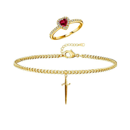Pulsera y Anillo Espada Corazon+ + Caja Premium Gratis