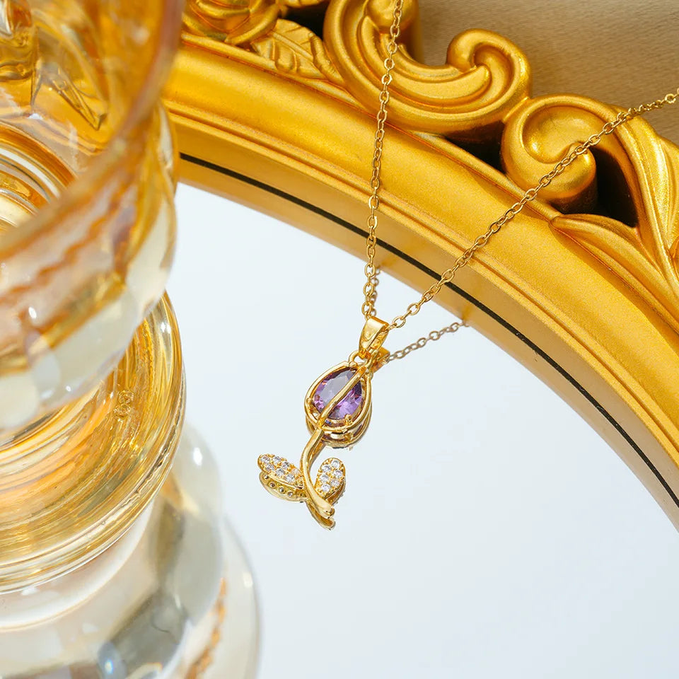 Collar Tulipán | Baño de Oro + Caja de Regalo Gratis✨
