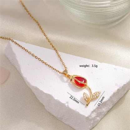 Collar Tulipán | Baño de Oro + Caja de Regalo Gratis✨