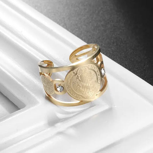 Anillo San Benito | Baño de Oro + Caja Premium Gratis✨👑