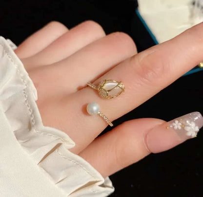 Anillo Tulipan Brillante | Baño de Oro + Caja Gratis✨