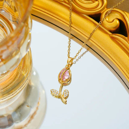 Collar Tulipán | Baño de Oro + Caja de Regalo Gratis✨