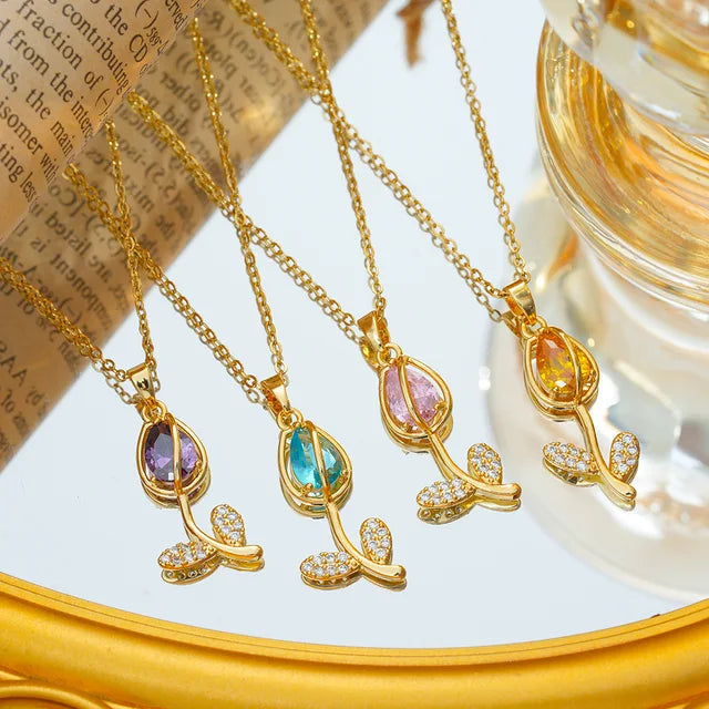 Collar Tulipán | Baño de Oro + Caja de Regalo Gratis✨