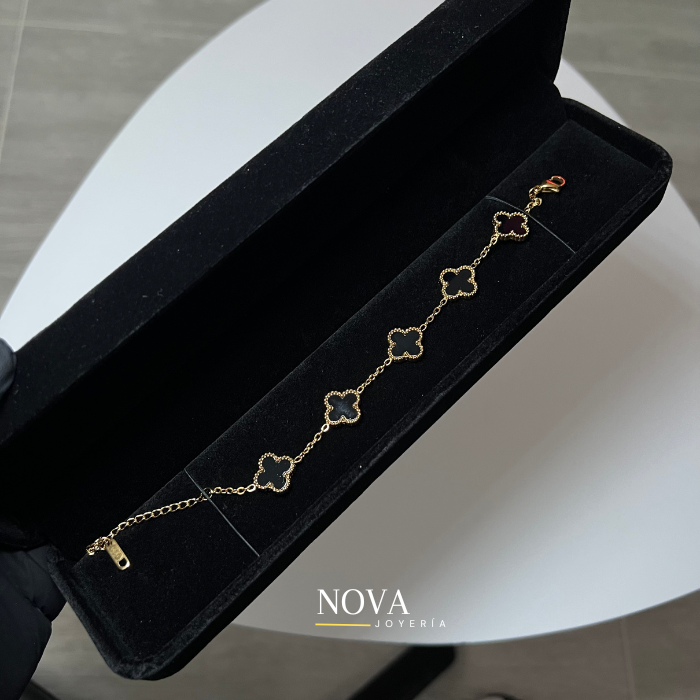 Pulsera Trebol Van Cleef | Baño de Oro + Caja Gratis✨