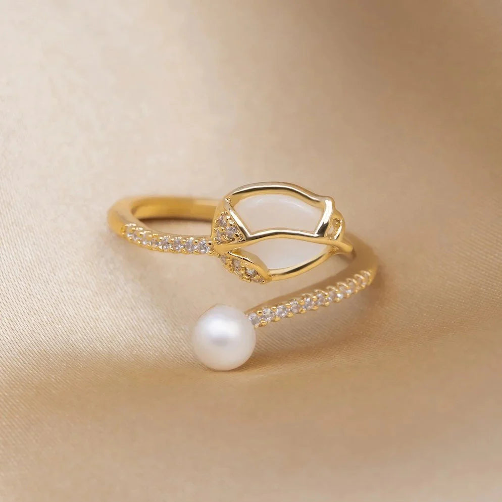 Anillo Tulipan Brillante | Baño de Oro + Caja Gratis✨